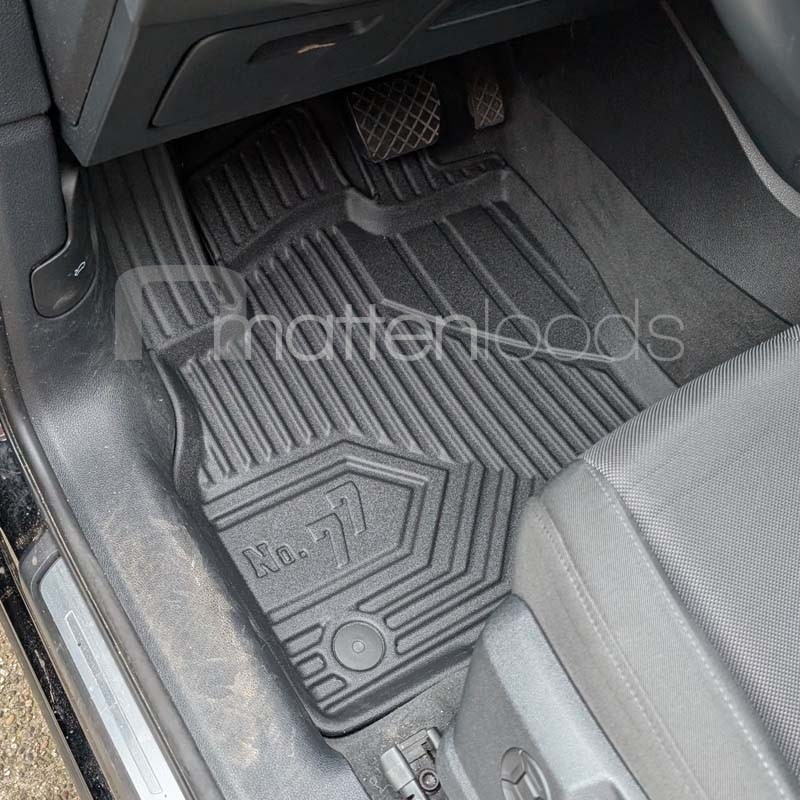 Audi 4KL061275MNO Premium textiel vloermatten voorzijde 2x stoffen matten velours zwart staalgrijs, met e-tron opschrift